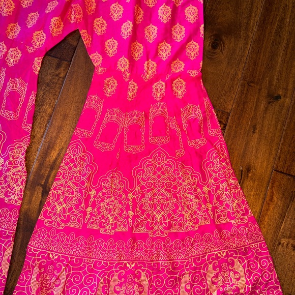 intage custom made Cotton fuchsia on gold medallion print traditional pj pants. - Picture 3 of 7